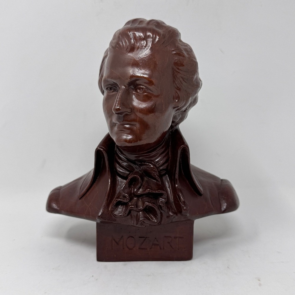 Vintage Mozart Bust Made in Italy Resin Classical Composer Sculpture